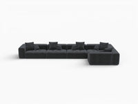 Matrix 5-Seater Black Large Space L-Shaped Sectional | 5-Piece, Linen Fabric