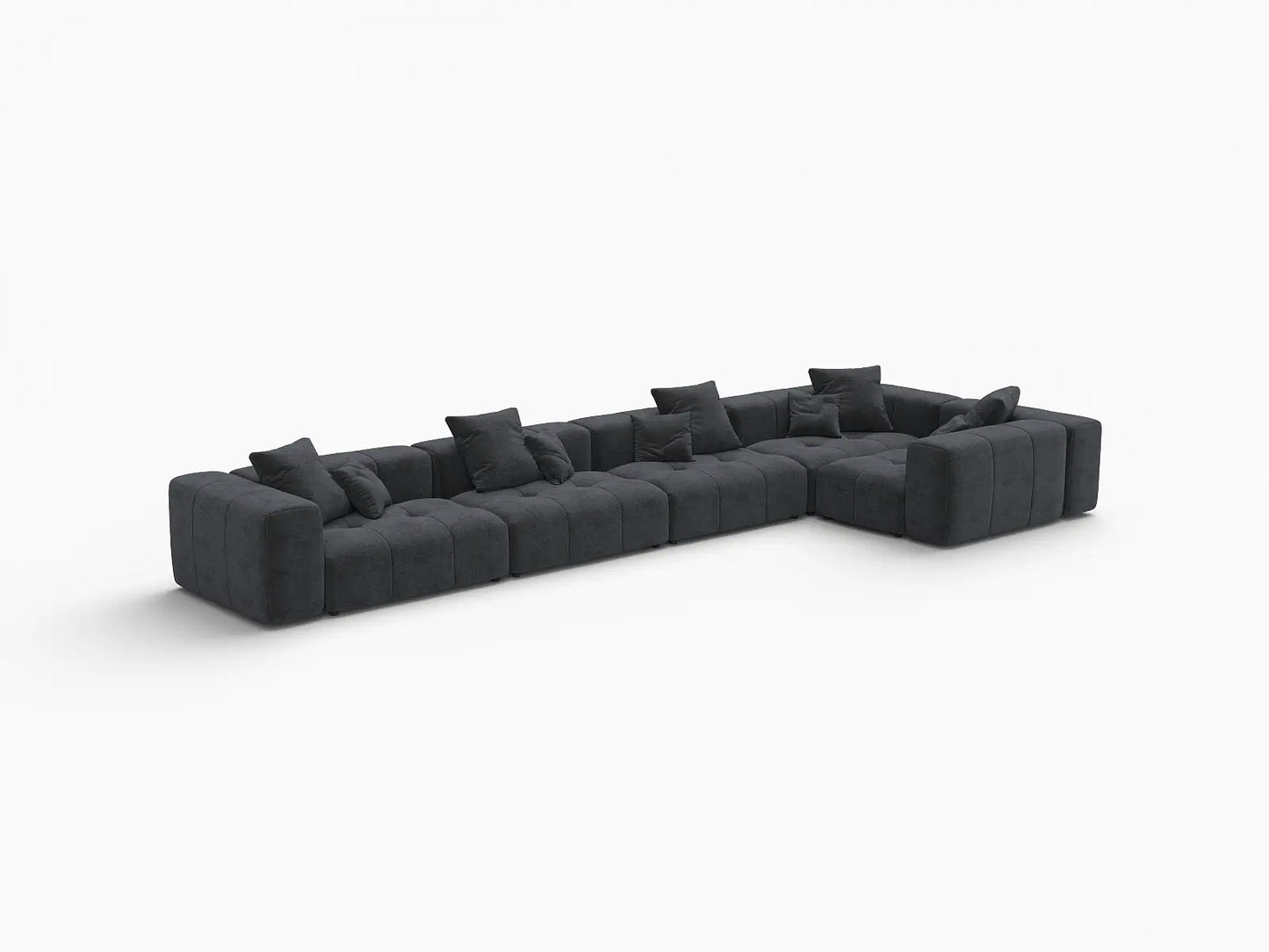 Matrix 5-Seater Black Large Space L-Shaped Sectional | 5-Piece, Linen Fabric