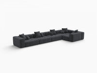 Matrix 5-Seater Black Large Space L-Shaped Sectional | 5-Piece, Linen Fabric