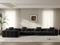 Matrix 5-Seater Black Large Space L-Shaped Sectional | 5-Piece, Linen Fabric