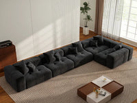 Matrix 5-Seater Black Large Space L-Shaped Sectional | 5-Piece, Linen Fabric