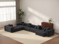 Matrix 5-Seater Black Linen L-Shaped Sectional | 5-Piece, Contemporary Style