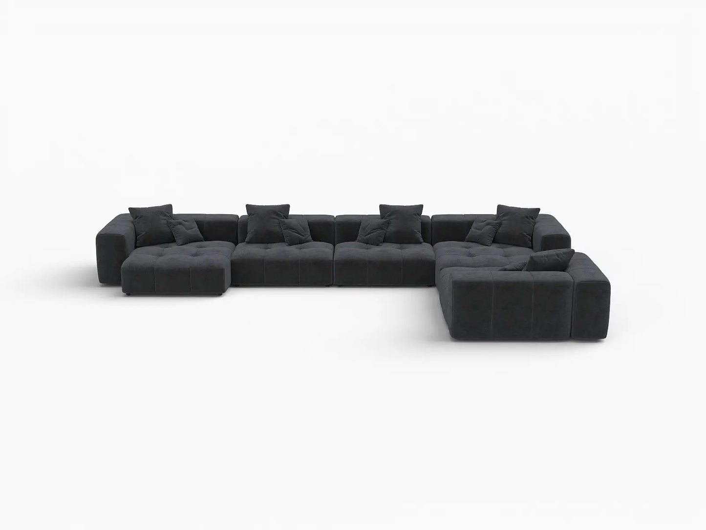 Matrix 5-Seater Black Linen L-Shaped Sectional | 5-Piece, Contemporary Style