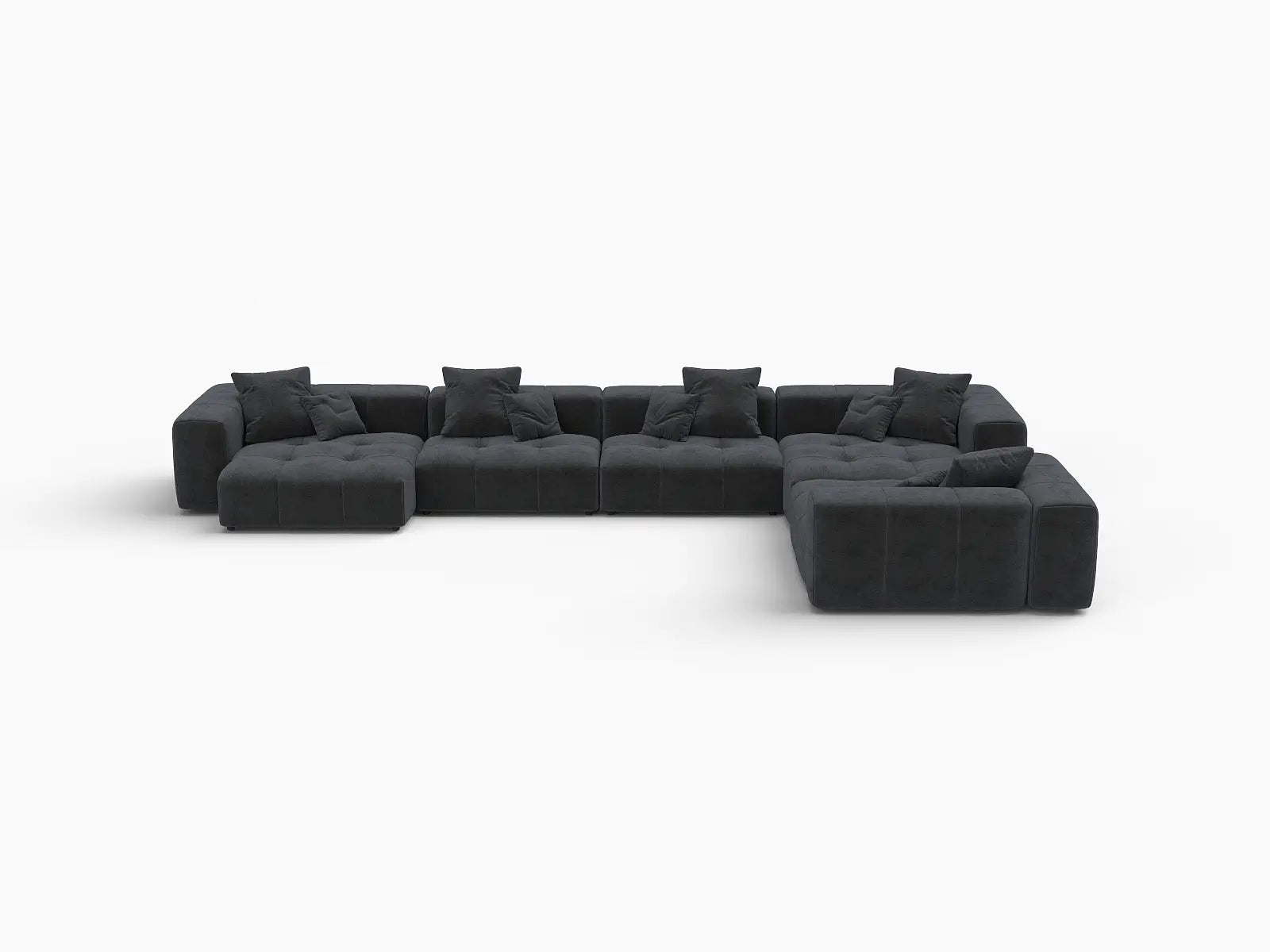 Matrix 5-Seater Black Linen L-Shaped Sectional | 5-Piece, Contemporary Style