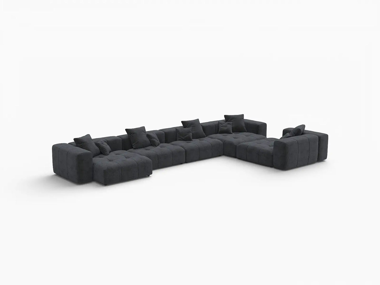 Matrix 5-Seater Black Linen L-Shaped Sectional | 5-Piece, Contemporary Style