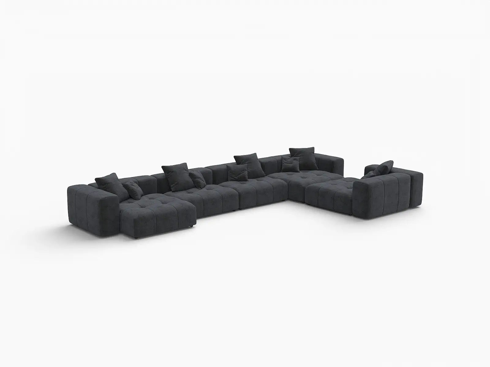 Matrix 5-Seater Black Linen L-Shaped Sectional | 5-Piece, Contemporary Style