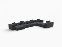 Matrix 5-Seater Black Linen L-Shaped Sectional | 5-Piece, Contemporary Style