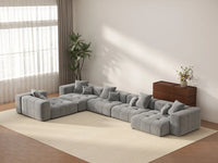 Matrix 5-Seater Light Grey Large Space L-Shaped Sectional | 5-Piece, Linen Fabric