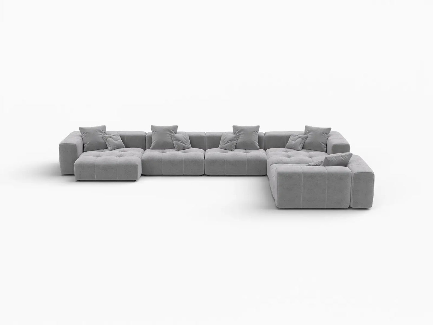 Matrix 5-Seater Light Grey Large Space L-Shaped Sectional | 5-Piece, Linen Fabric