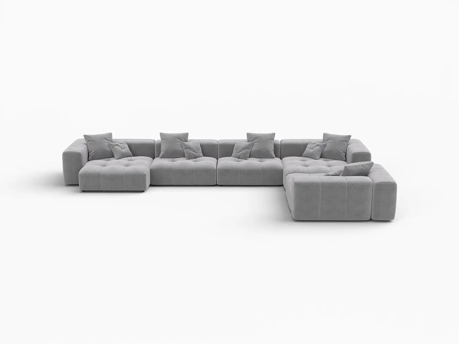Matrix 5-Seater Light Grey Large Space L-Shaped Sectional | 5-Piece, Linen Fabric