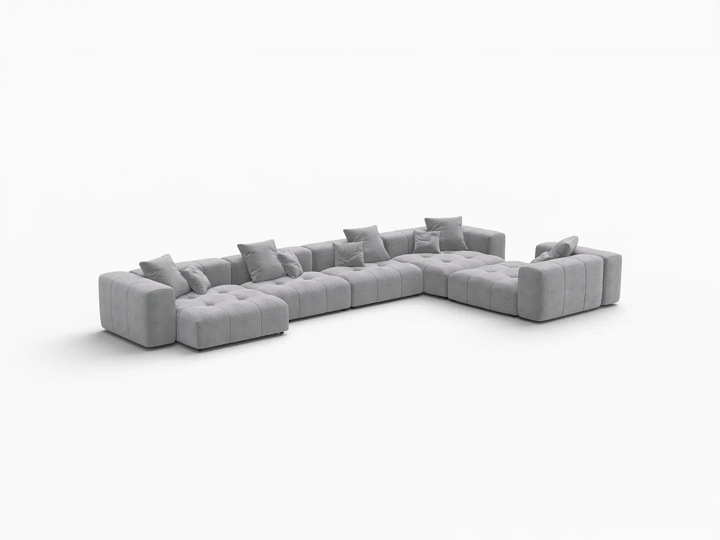 Matrix 5-Seater Light Grey Large Space L-Shaped Sectional | 5-Piece, Linen Fabric