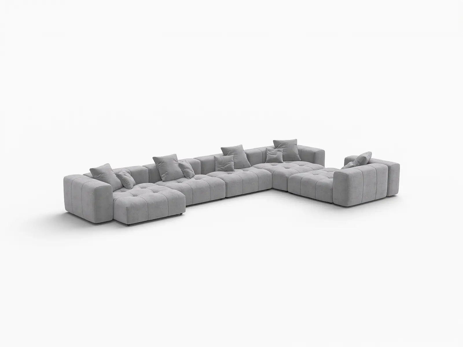 Matrix 5-Seater Light Grey Large Space L-Shaped Sectional | 5-Piece, Linen Fabric