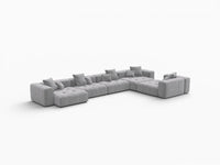 Matrix 5-Seater Light Grey Large Space L-Shaped Sectional | 5-Piece, Linen Fabric