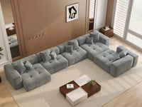Matrix 5-Seater Light Grey Large Space L-Shaped Sectional | 5-Piece, Linen Fabric