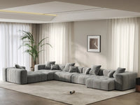 Matrix 5-Seater Light Grey Large Space L-Shaped Sectional | 5-Piece, Linen Fabric