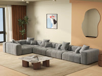 Matrix 5-Seater Light Grey Linen L-Shaped Sectional | 5-Piece, Large Space