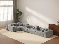 Matrix 5-Seater Light Grey Linen L-Shaped Sectional | 5-Piece, Large Space