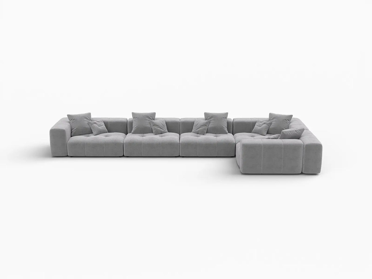 Matrix 5-Seater Light Grey Linen L-Shaped Sectional | 5-Piece, Large Space
