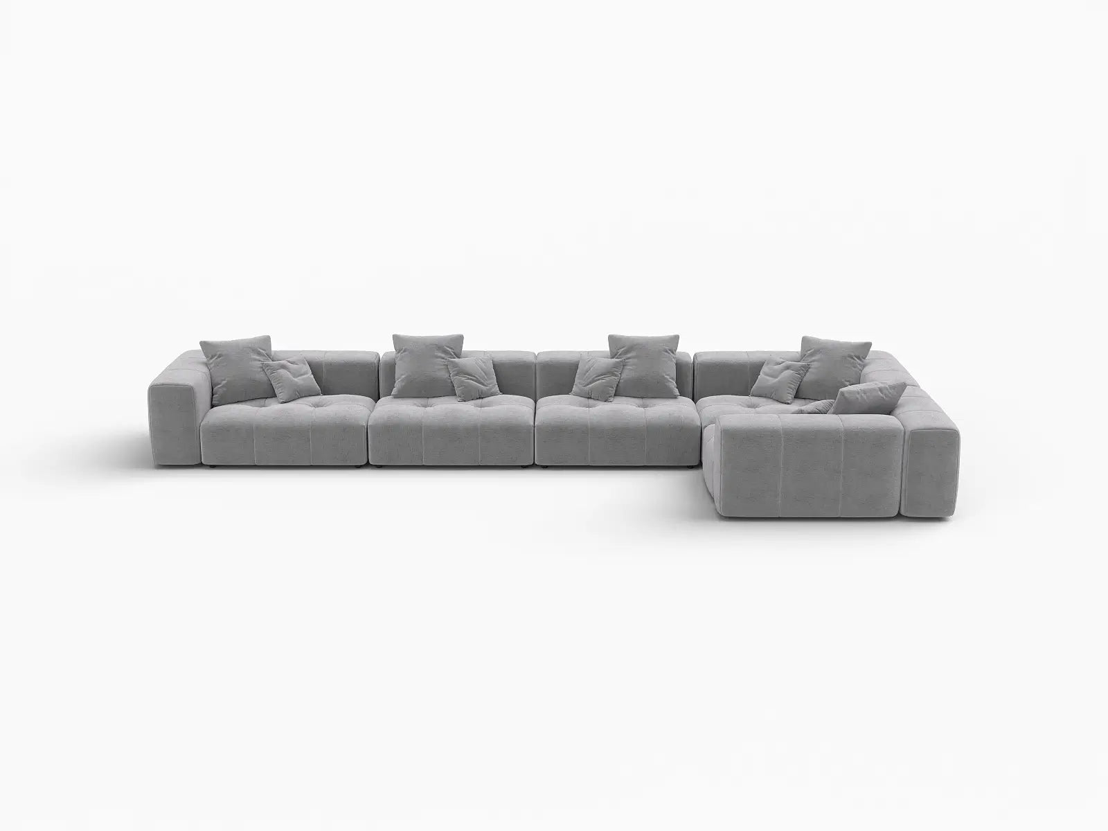 Matrix 5-Seater Light Grey Linen L-Shaped Sectional | 5-Piece, Large Space