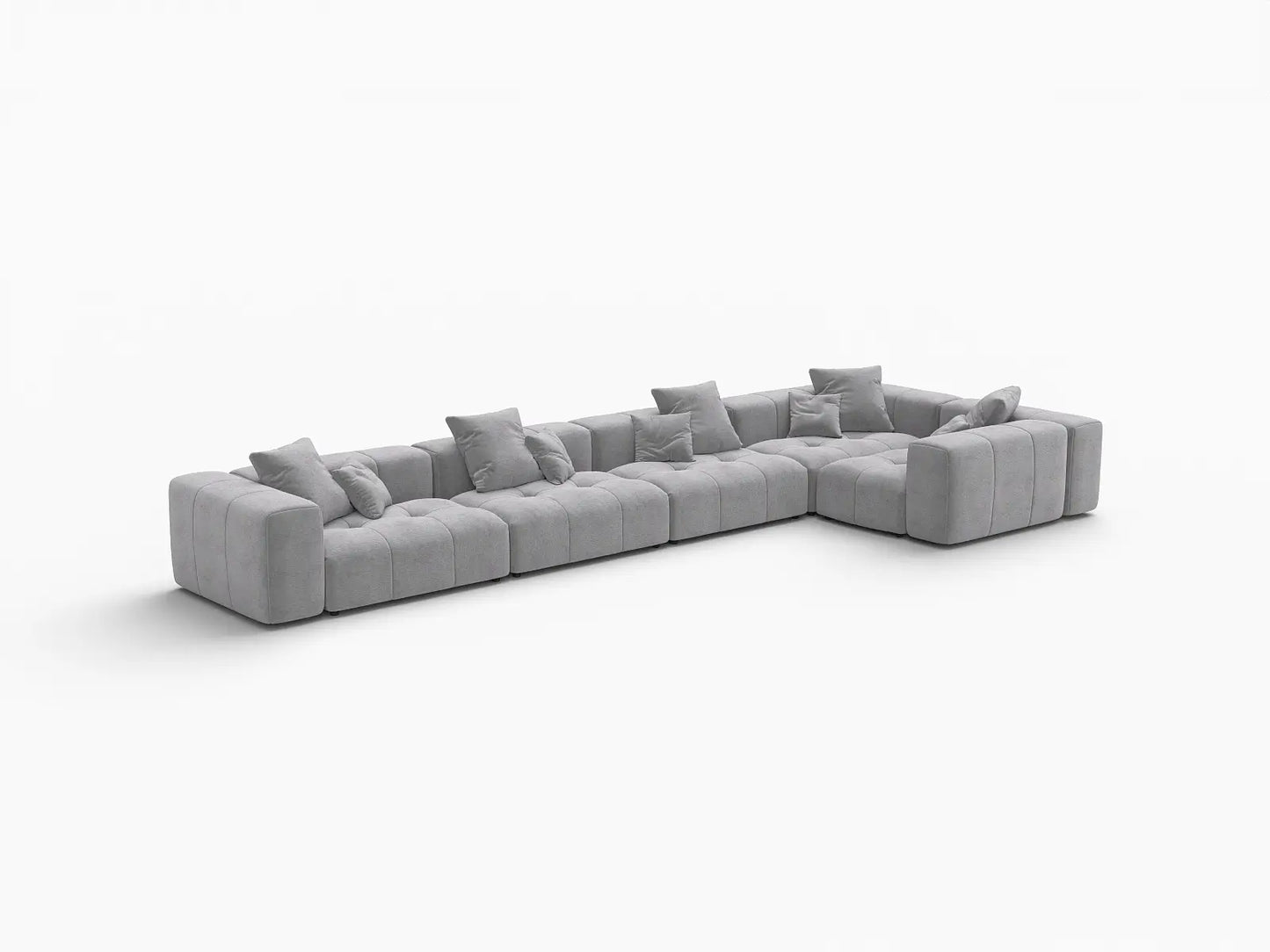 Matrix 5-Seater Light Grey Linen L-Shaped Sectional | 5-Piece, Large Space