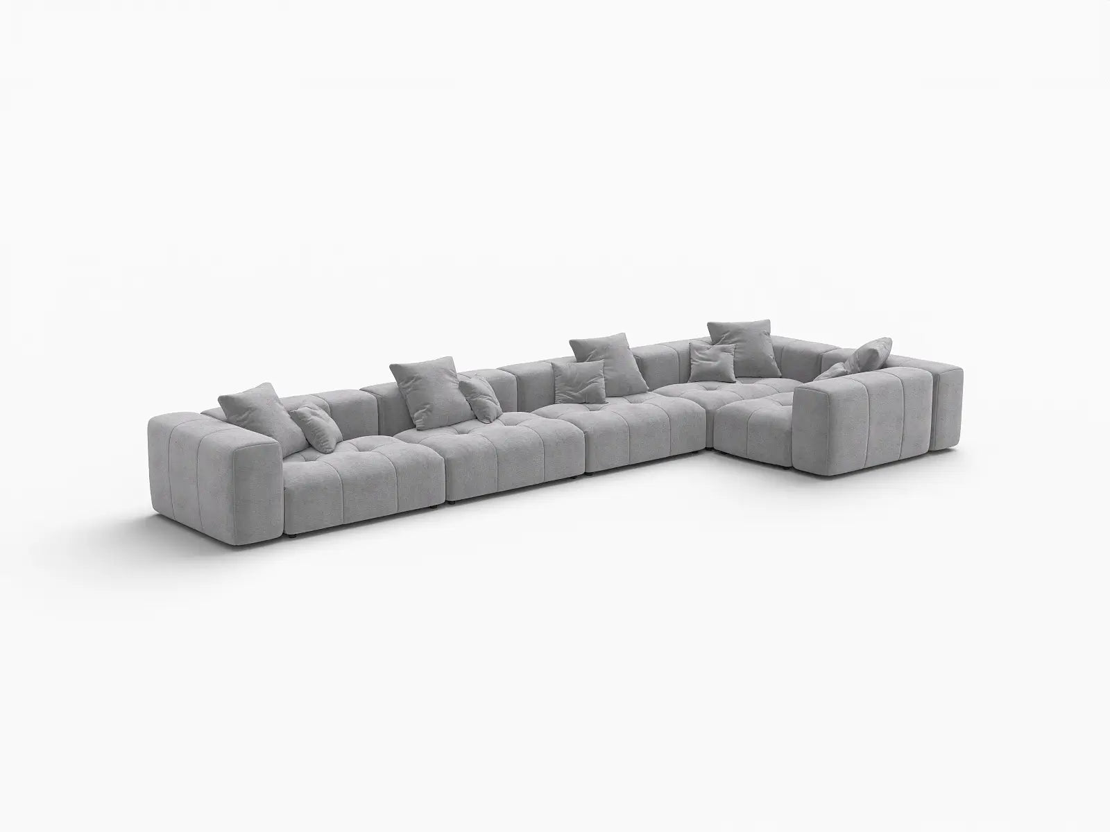 Matrix 5-Seater Light Grey Linen L-Shaped Sectional | 5-Piece, Large Space
