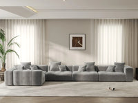 Matrix 5-Seater Light Grey Linen L-Shaped Sectional | 5-Piece, Large Space