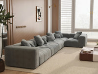 Matrix 5-Seater Light Grey Linen L-Shaped Sectional | 5-Piece, Large Space