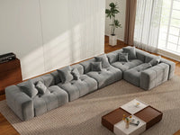 Matrix 5-Seater Light Grey Linen L-Shaped Sectional | 5-Piece, Large Space