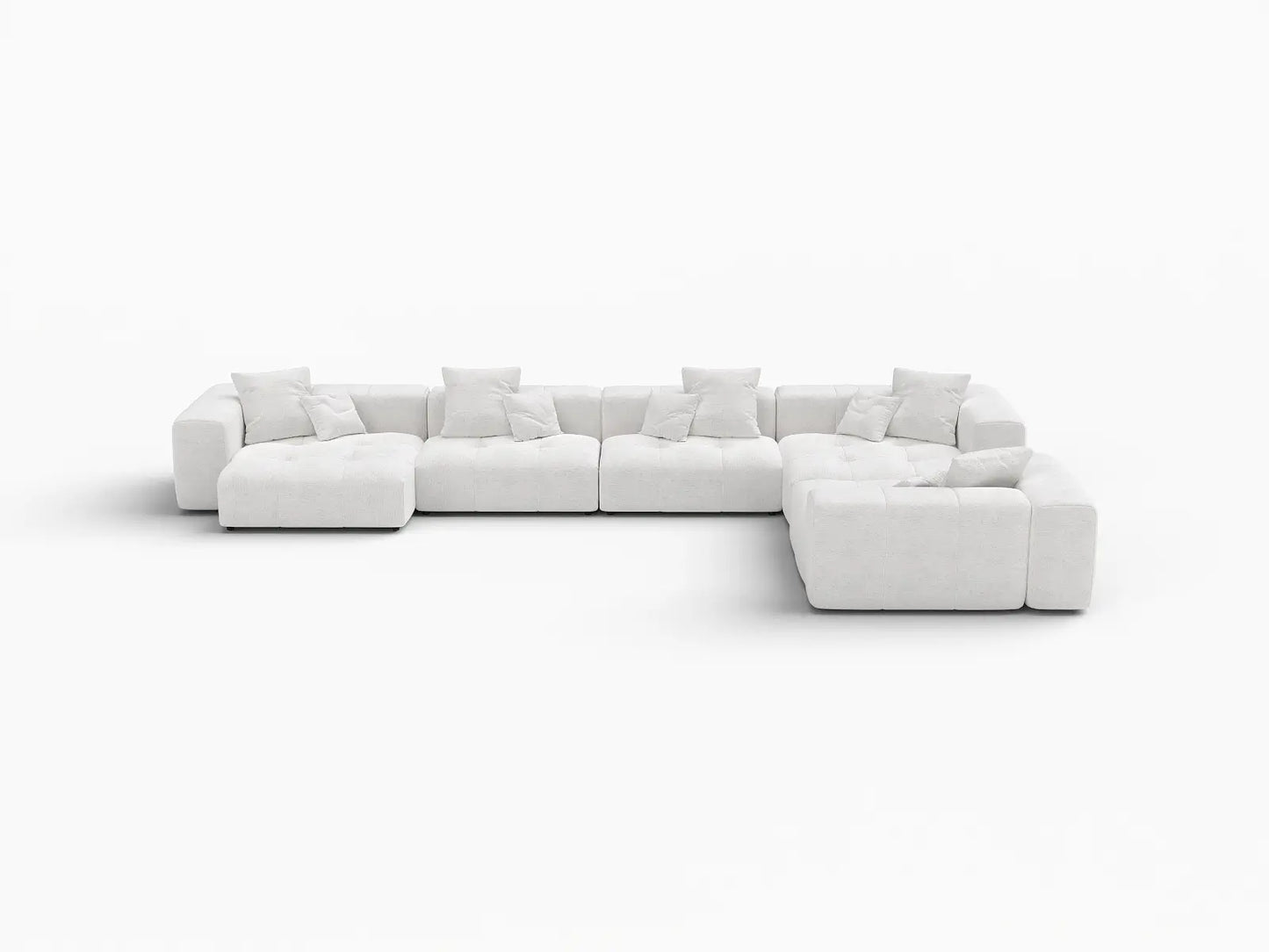 Matrix 5-Seater White Large Space L-Shaped Sectional | 5-Piece, Linen Fabric