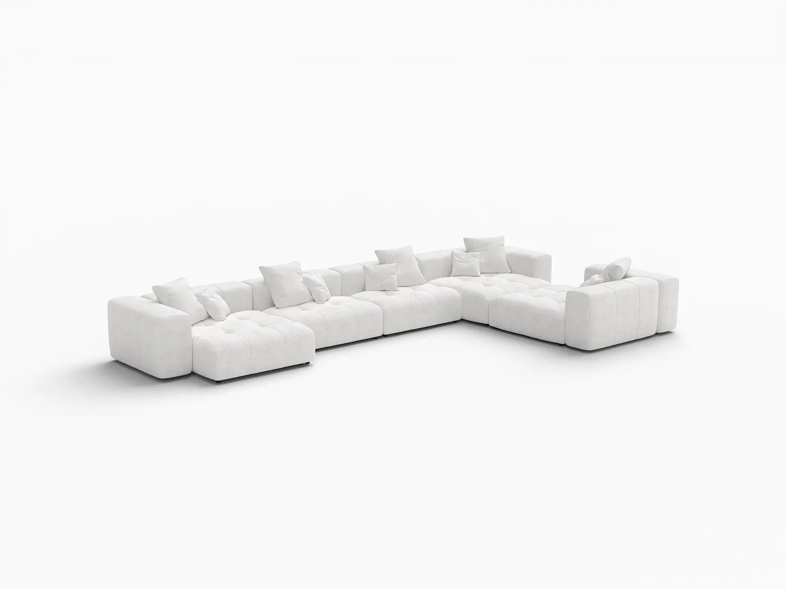 Matrix 5-Seater White Large Space L-Shaped Sectional | 5-Piece, Linen Fabric