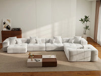 Matrix 5-Seater White Large Space L-Shaped Sectional | 5-Piece, Linen Fabric
