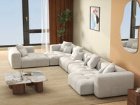 Matrix 5-Seater White Large Space L-Shaped Sectional | 5-Piece, Linen Fabric