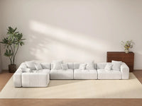 Matrix 5-Seater White Linen L-Shaped Sectional | 5-Piece, Modern Style