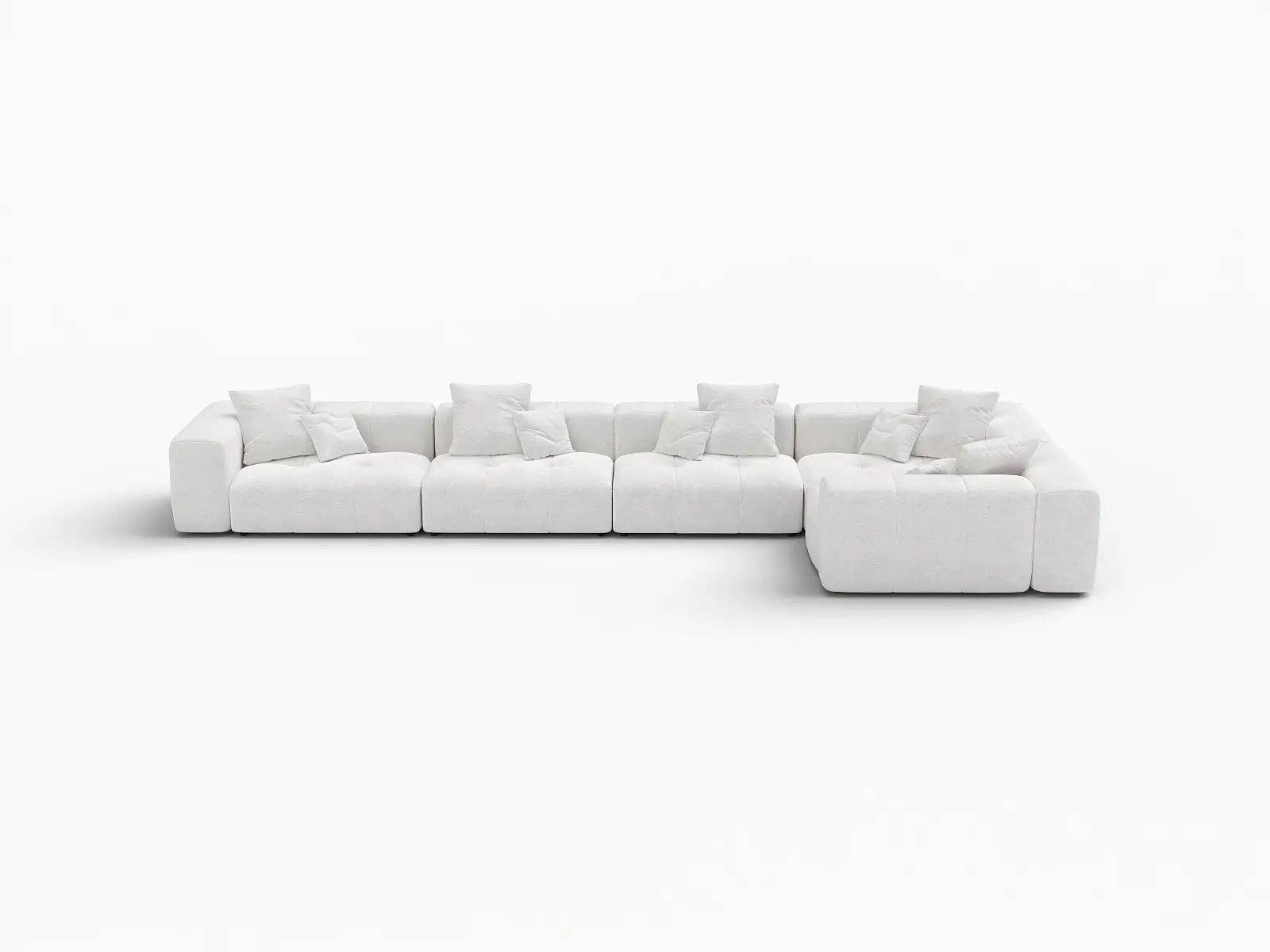 Matrix 5-Seater White Linen L-Shaped Sectional | 5-Piece, Modern Style