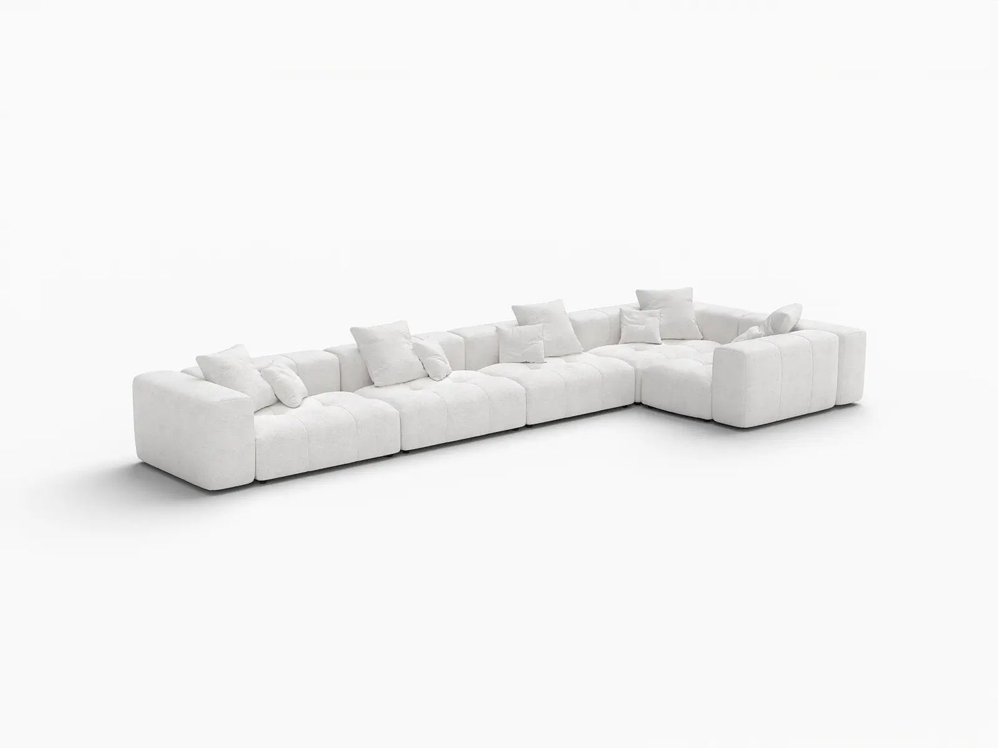 Matrix 5-Seater White Linen L-Shaped Sectional | 5-Piece, Modern Style