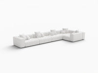 Matrix 5-Seater White Linen L-Shaped Sectional | 5-Piece, Modern Style