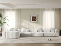 Matrix 5-Seater White Linen L-Shaped Sectional | 5-Piece, Modern Style