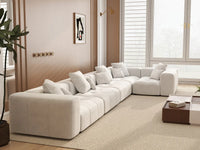 Matrix 5-Seater White Linen L-Shaped Sectional | 5-Piece, Modern Style