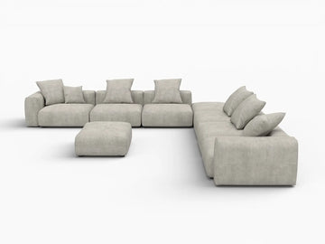 Matrix Modern Modular Sofa Covers | Grey Corduroy Sofa Covers for 6-Seater with 2-Ottoman