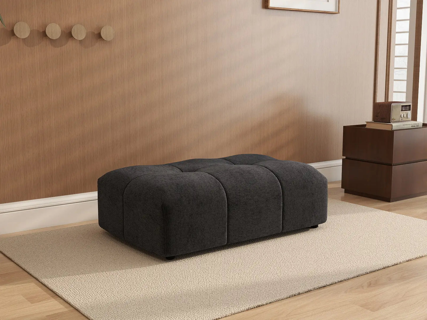 Puf Matrix Negro | 1 pieza (incluye 1 puf), tela de lino
