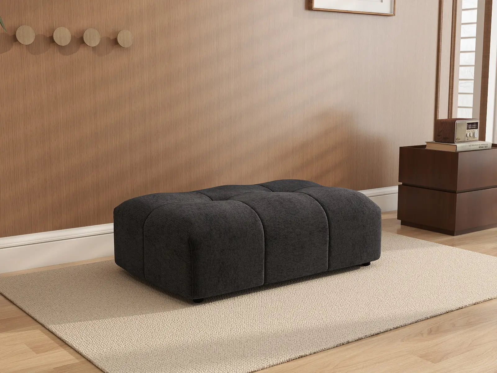 Puf Matrix Negro | 1 pieza (incluye 1 puf), tela de lino