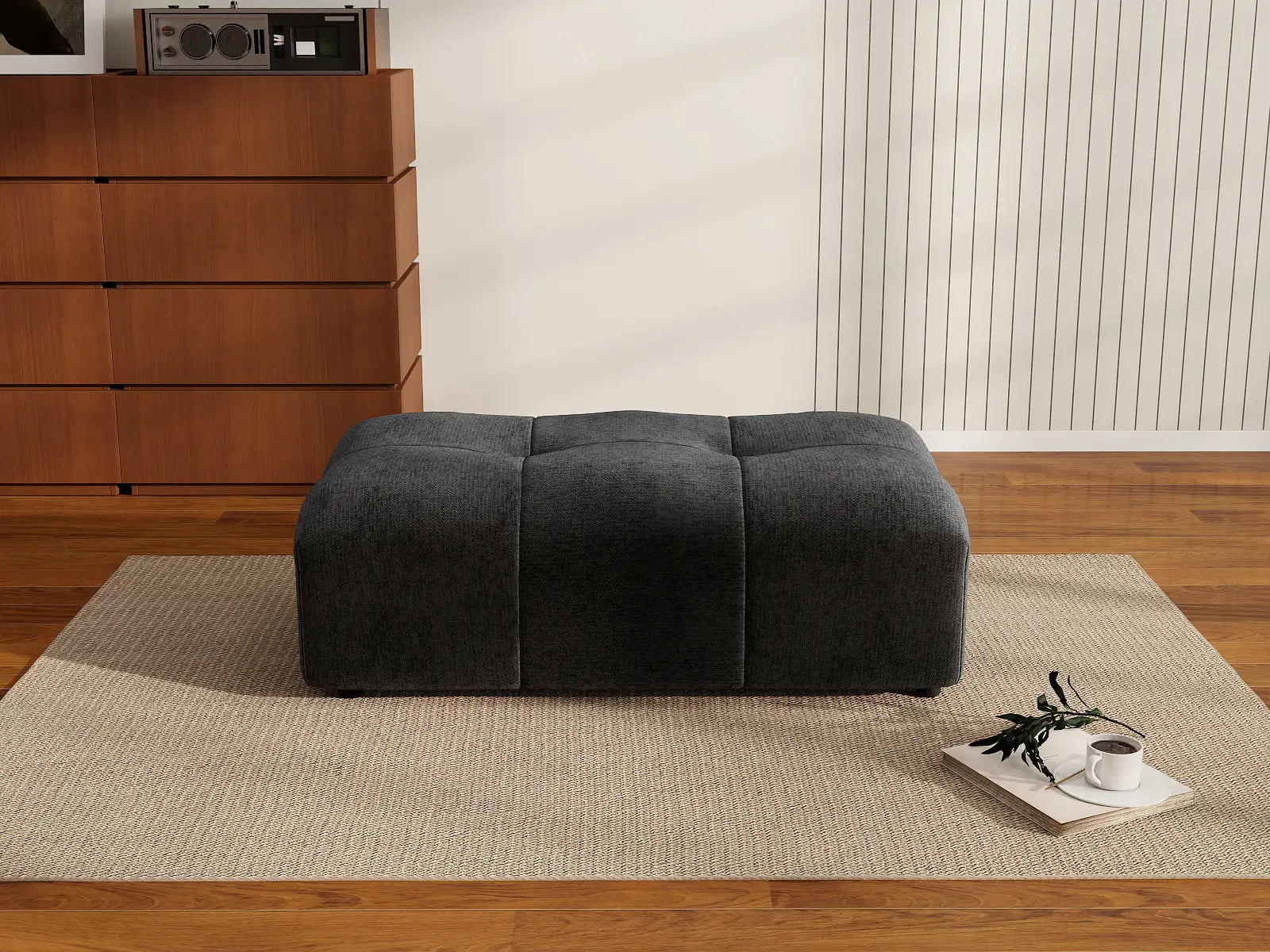 Puf Matrix Negro | 1 pieza (incluye 1 puf), tela de lino