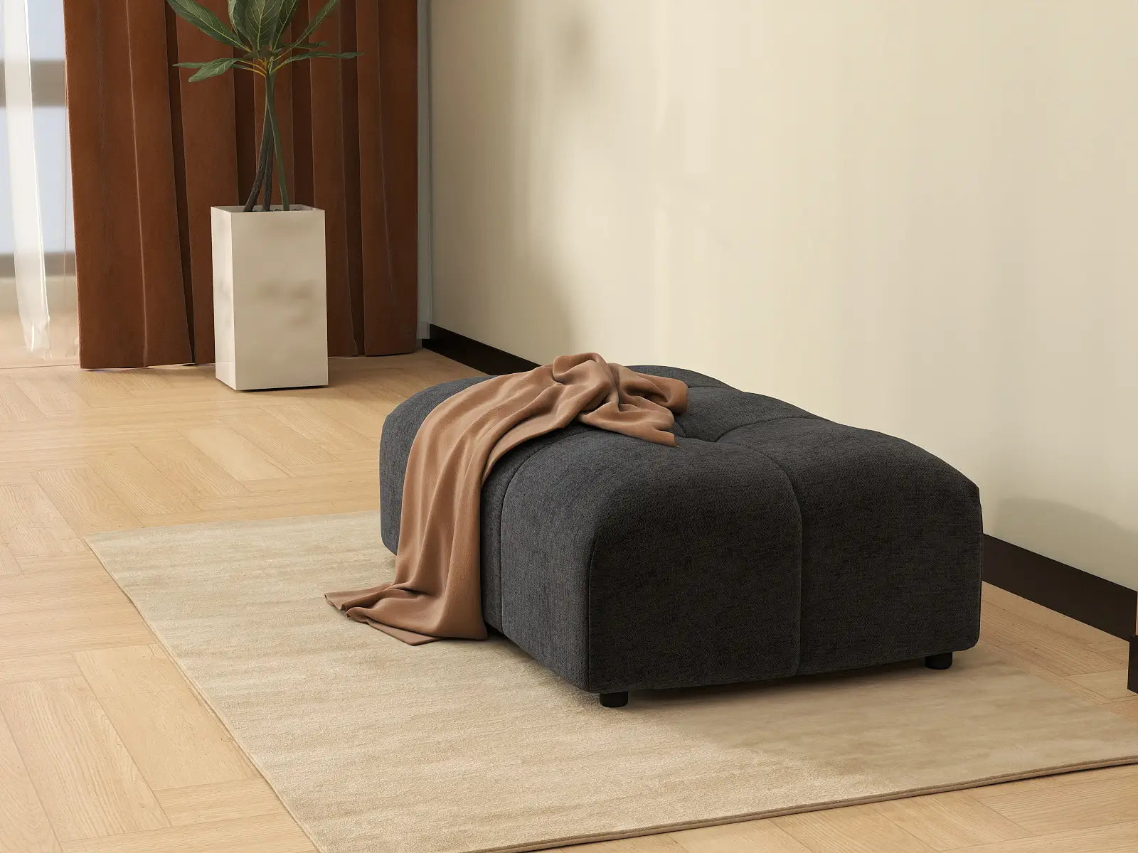 Puf Matrix Negro | 1 pieza (incluye 1 puf), tela de lino
