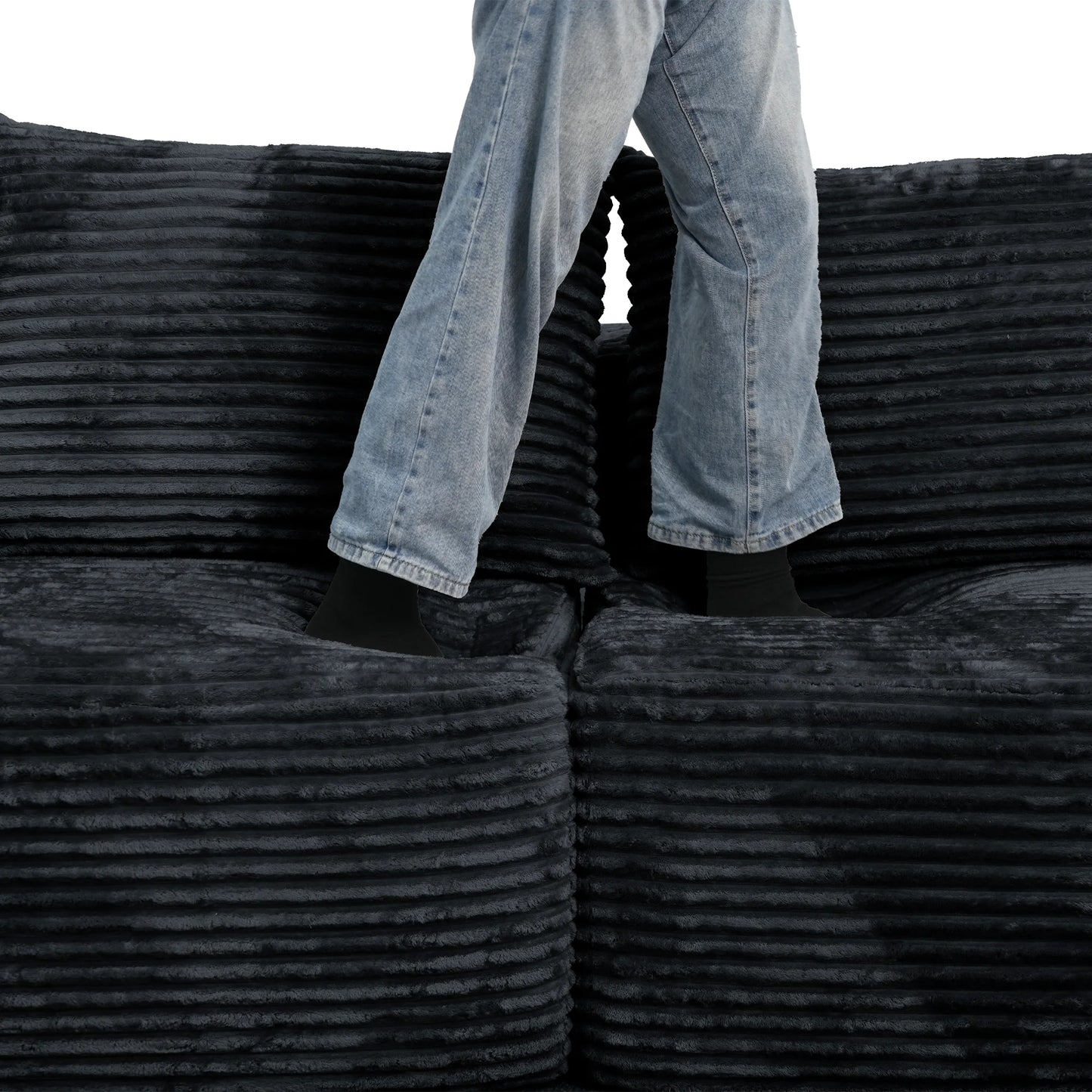 Sofás seccionales Matrix Nook | Loveseats de 2 piezas de pana negra de 2 plazas