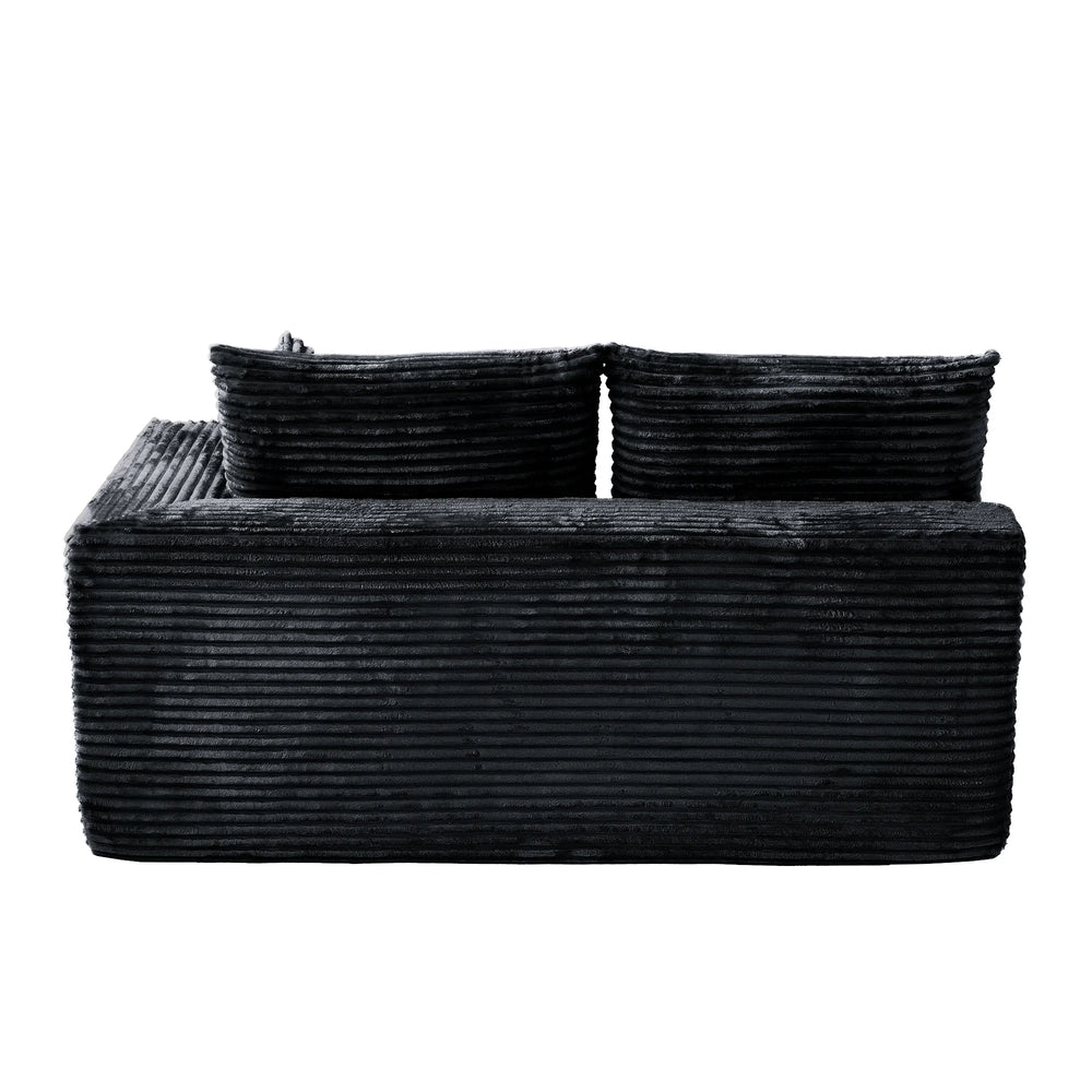 Sofás seccionales Matrix Nook | Loveseats de 2 piezas de pana negra de 2 plazas