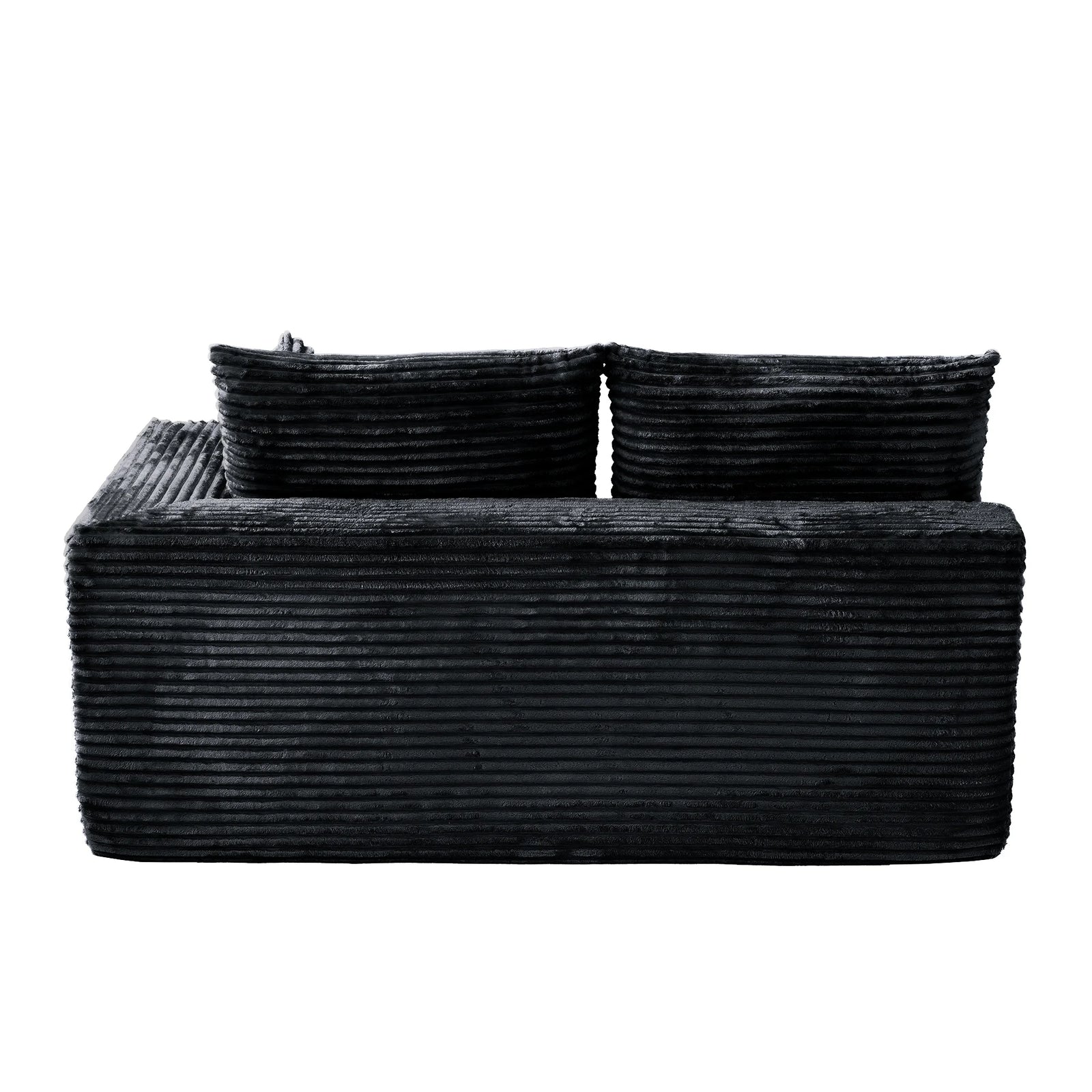 Seccionales modulares Matrix de 4 plazas en forma de L de color negro | 2 piezas, tela de pana, espacios pequeños