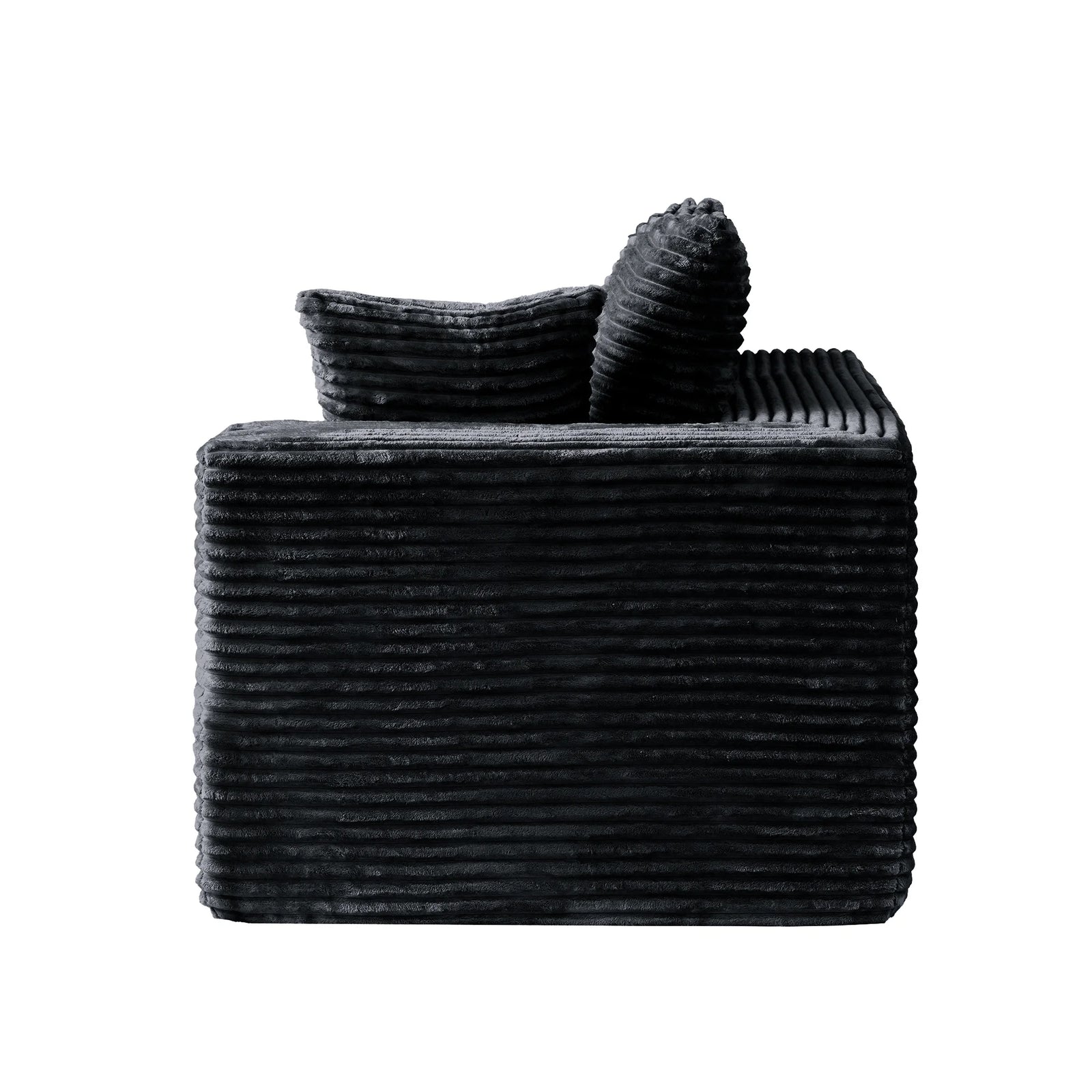 Seccionales modulares Matrix de 4 plazas en forma de L de color negro | 2 piezas, tela de pana, espacios pequeños
