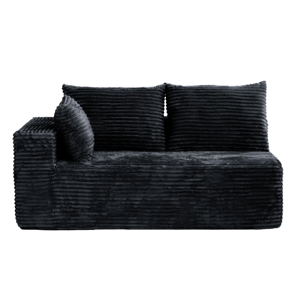 Sofás seccionales Matrix Nook | Loveseats de 2 piezas de pana negra de 2 plazas