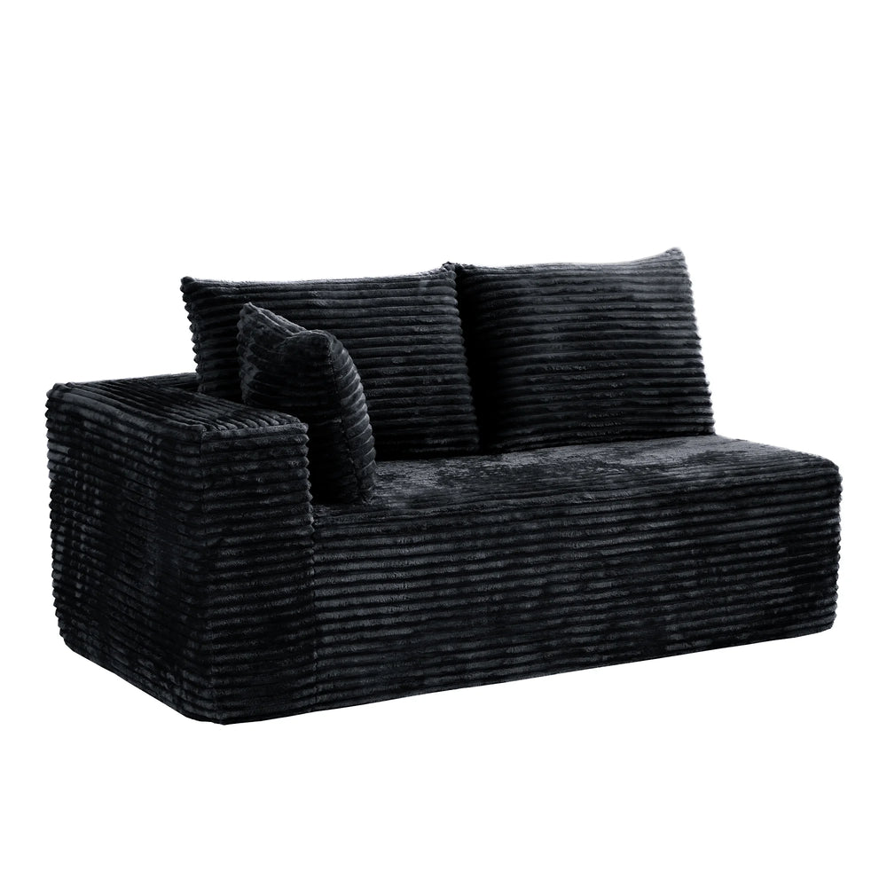 Sofás seccionales Matrix Nook | Loveseats de 2 piezas de pana negra de 2 plazas
