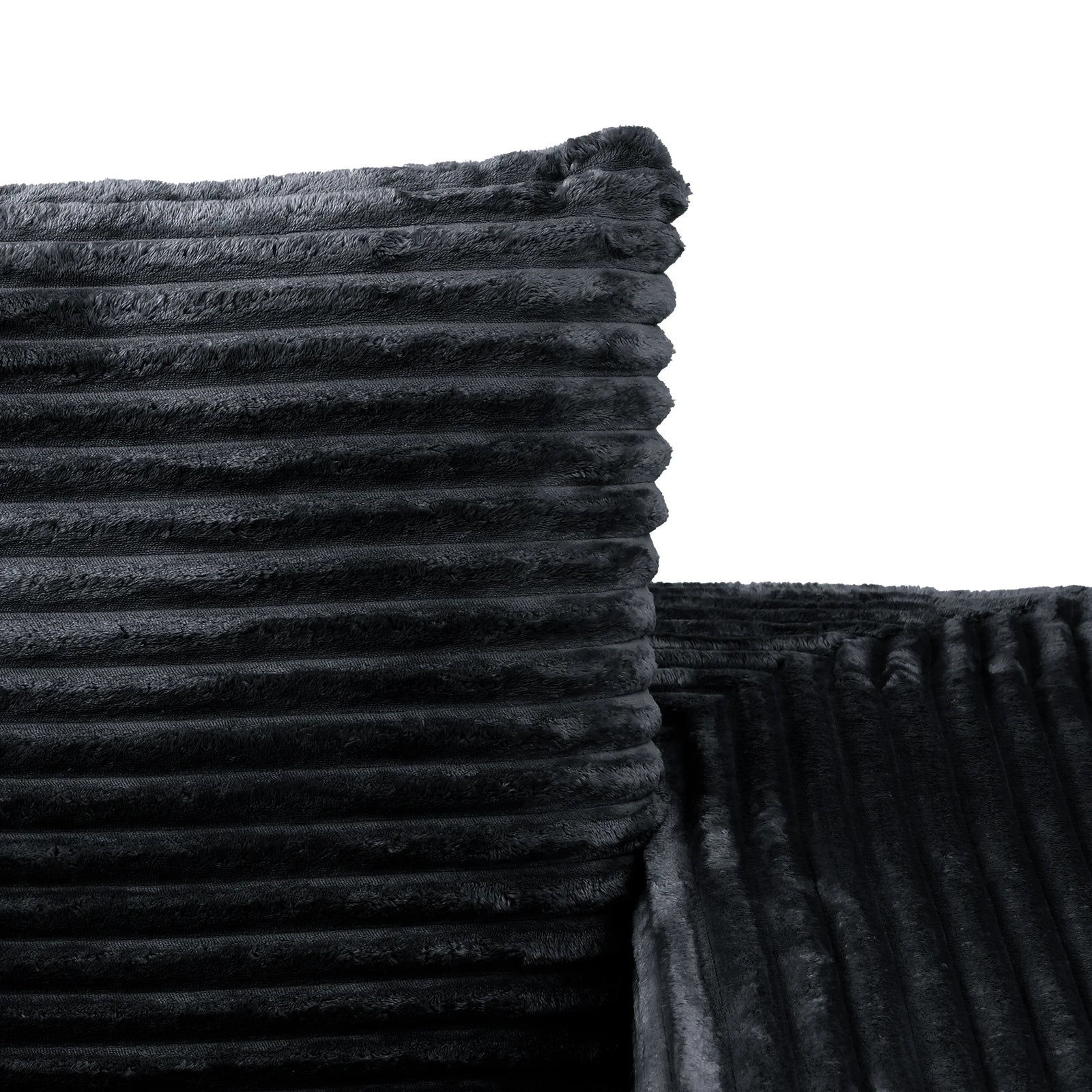 Seccionales modulares Matrix de 4 plazas en forma de L de color negro | 2 piezas, tela de pana, espacios pequeños